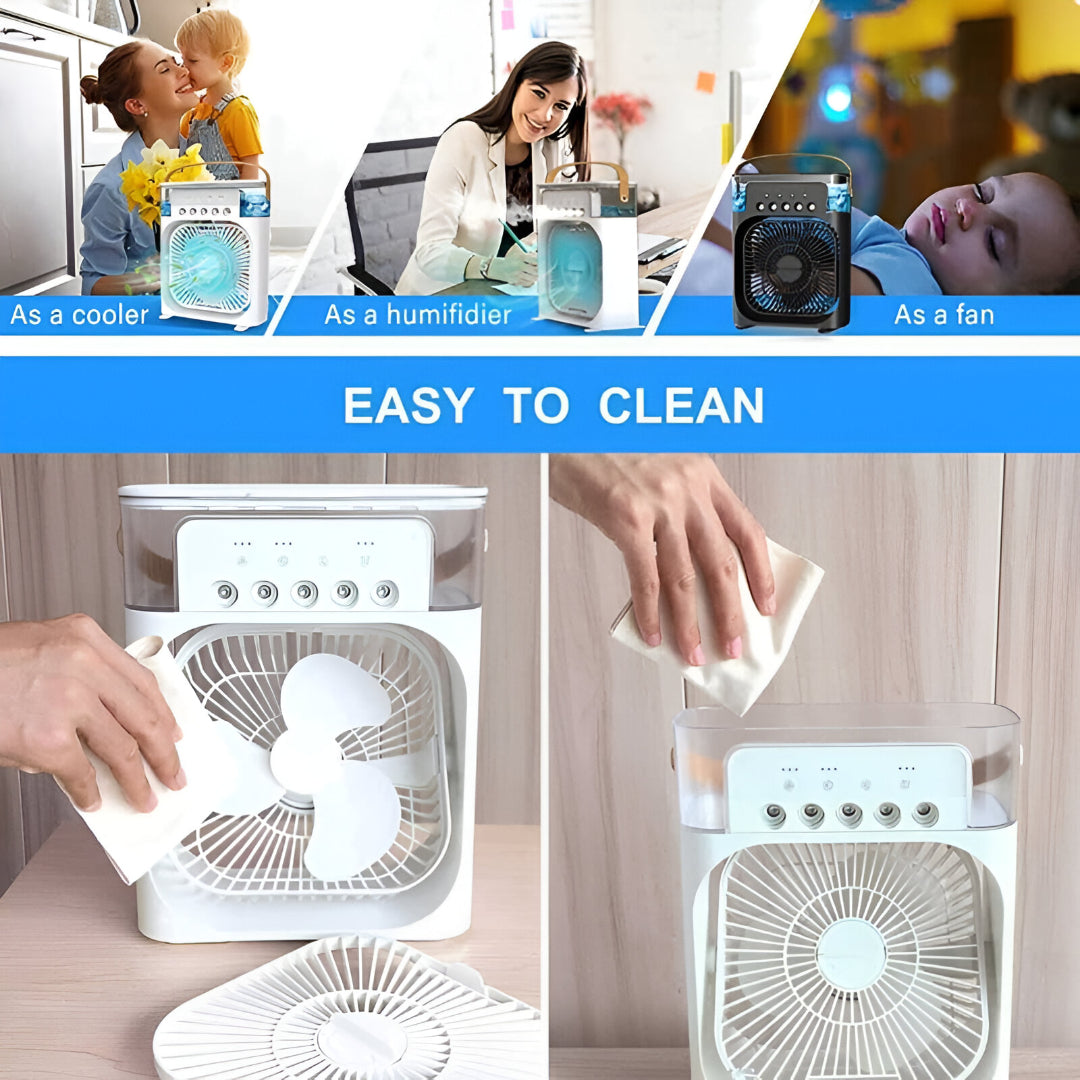 Portable Air Conditioner Fan: Usb Electric Fan With Led Night Light, Fine Mist Water